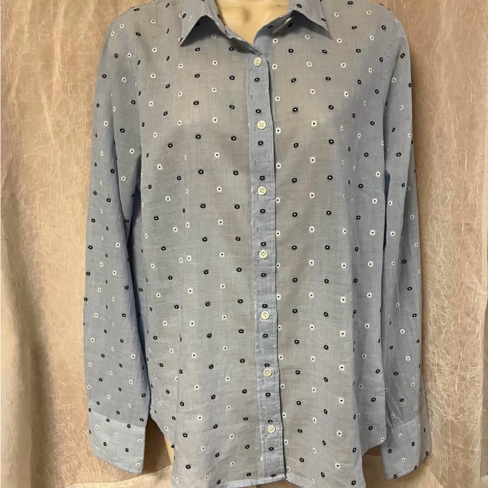 J. Crew Blue Polka Dot Button-Up Shirt